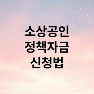 소상공인 정책자금 신청법 (소상공인 정책자금)