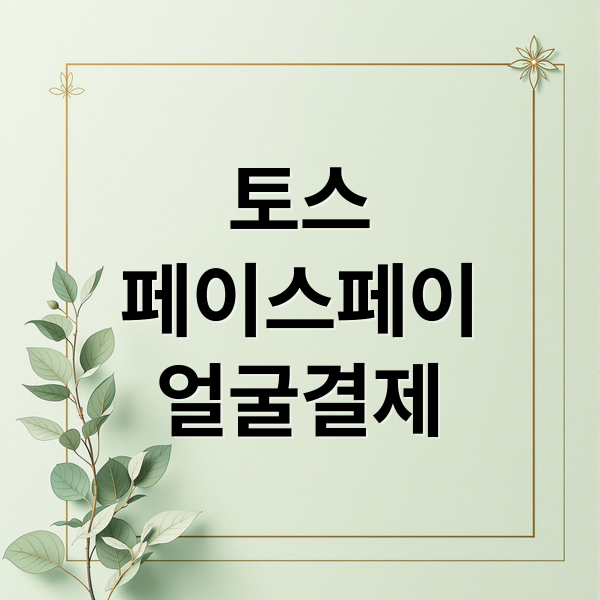토스 페이스페이 얼굴결제 (토스 페이스페이 사용법)